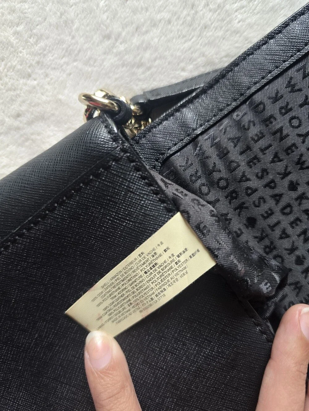 kate spade Black Leather Crossbody with Chain Accent